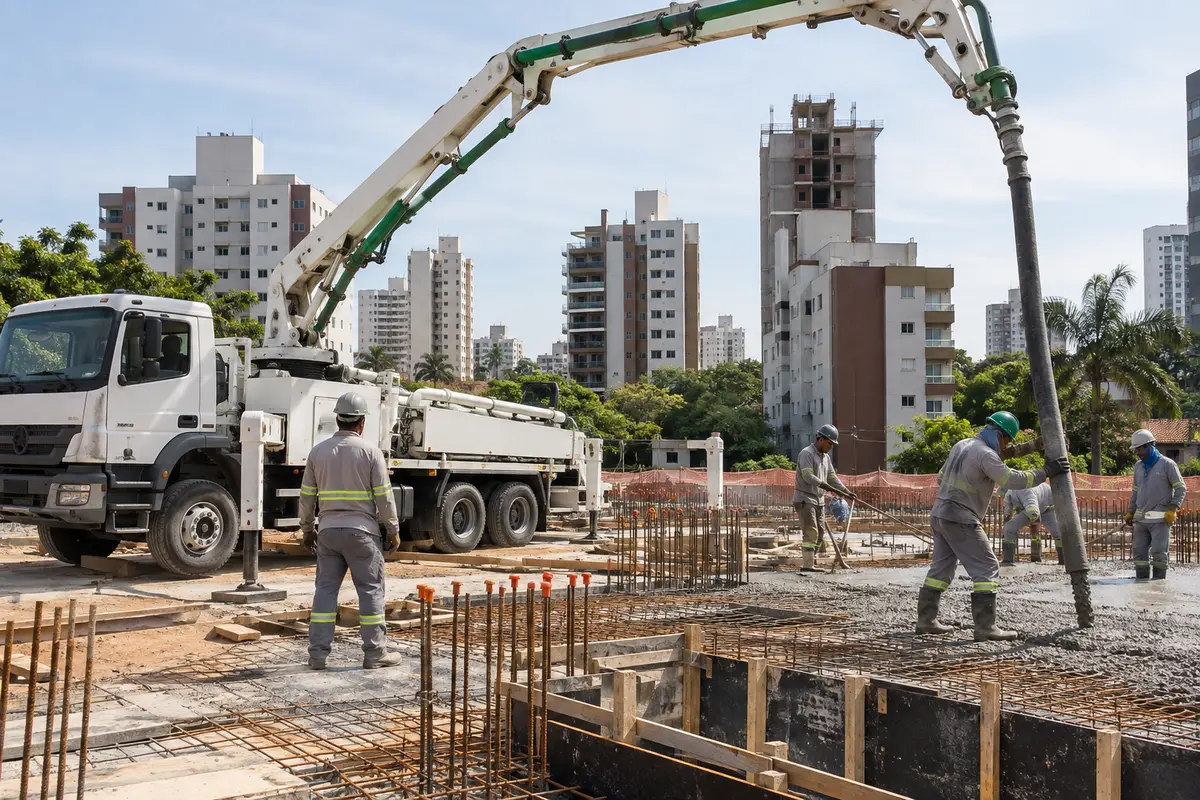 Imagem ilustrativa de concreto usinado para obra em Fercal
