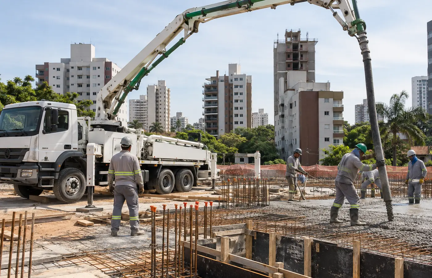 Bomba de concreto DF em obra no Distrito Federal